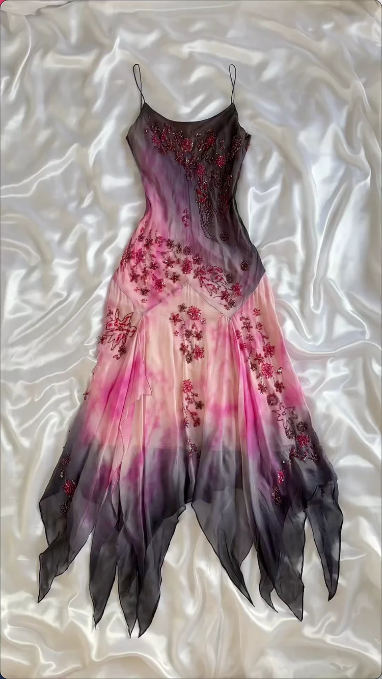 Luxury Chiffon Beaded Mermaid Evening Dress,Spaghetti Straps Party Prom Dress