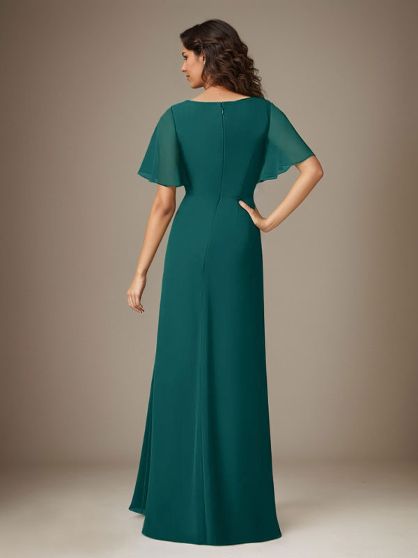 Dark Navy Sheath Beaded Chiffon Dress - View 3 | FashionDia