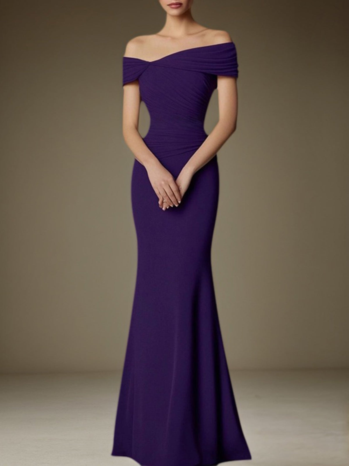 Formal Dress Purple Off-The-Shoulder Maxi Mother of the Bride Dress - FashionDia