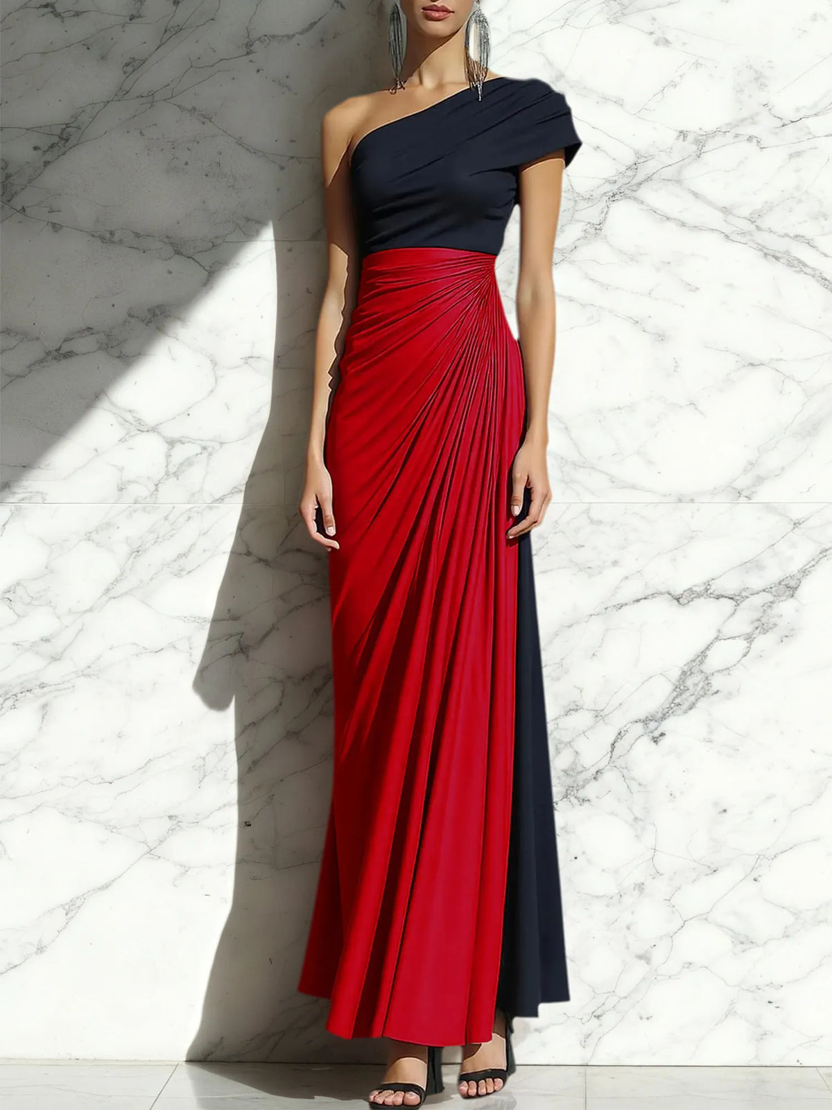 Sheath One-Shoulder Ruched Maxi Formal Dress - View 3 | FashionDia