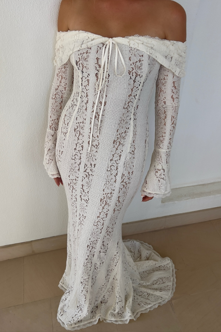 Jovie - Off - Shoulder Crochet Lace Maxi Dress