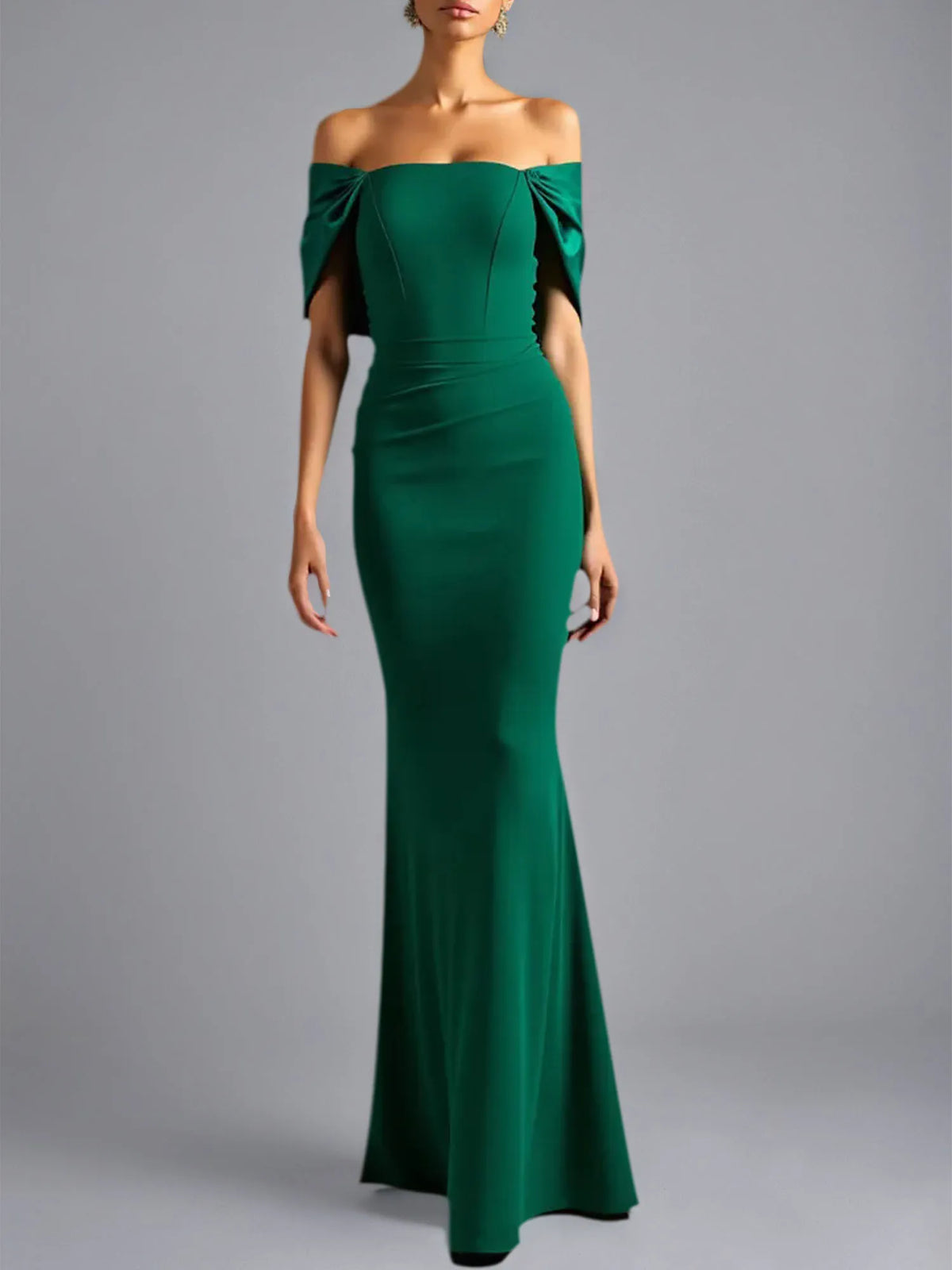 Sheath/Column Off-the-Shoulder Long Formal Dress - FashionDia