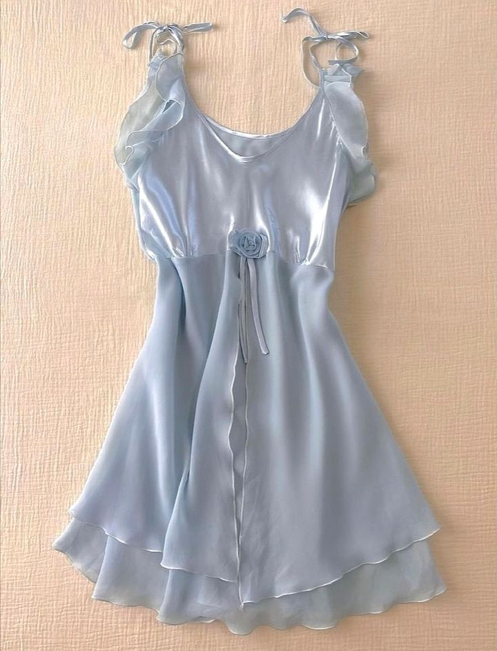 A-Line Blue Chiffon Mini Dress Short Party Dress