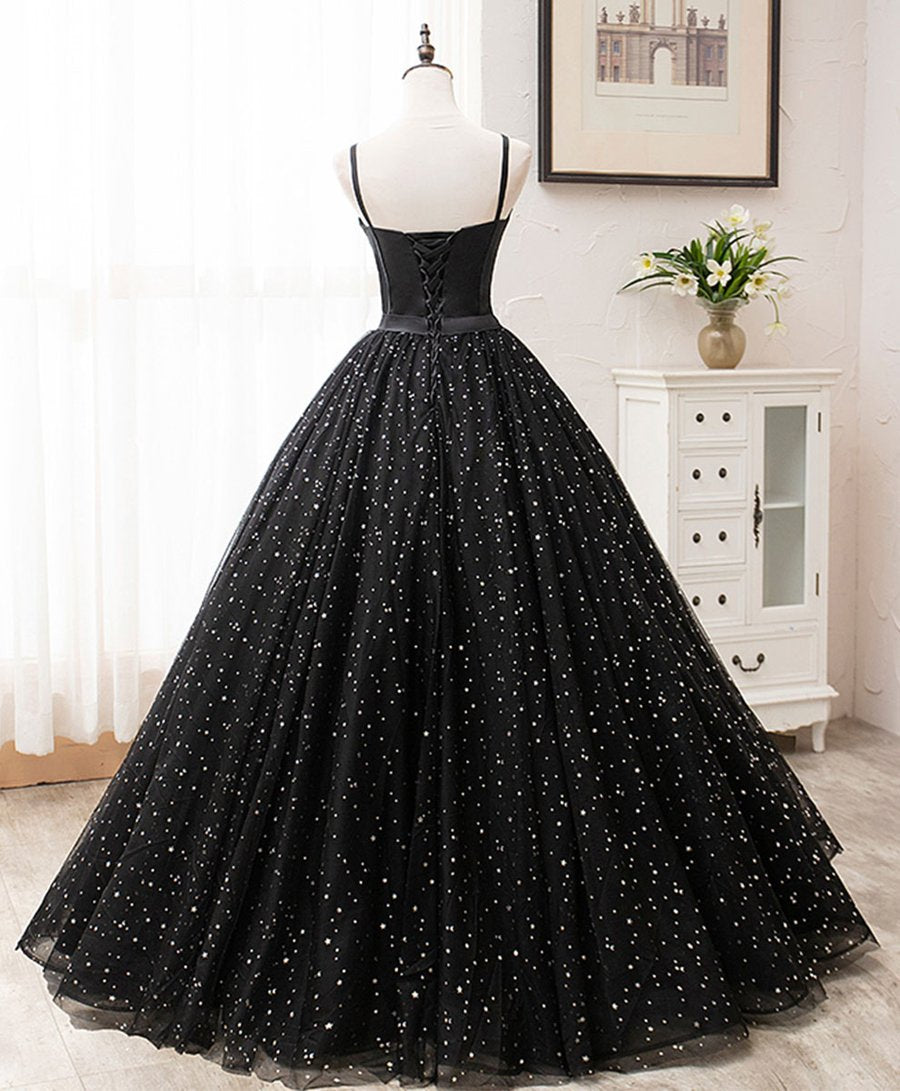 Black sweetheart tulle long prom dress black evening dress - View 4 | FashionDia