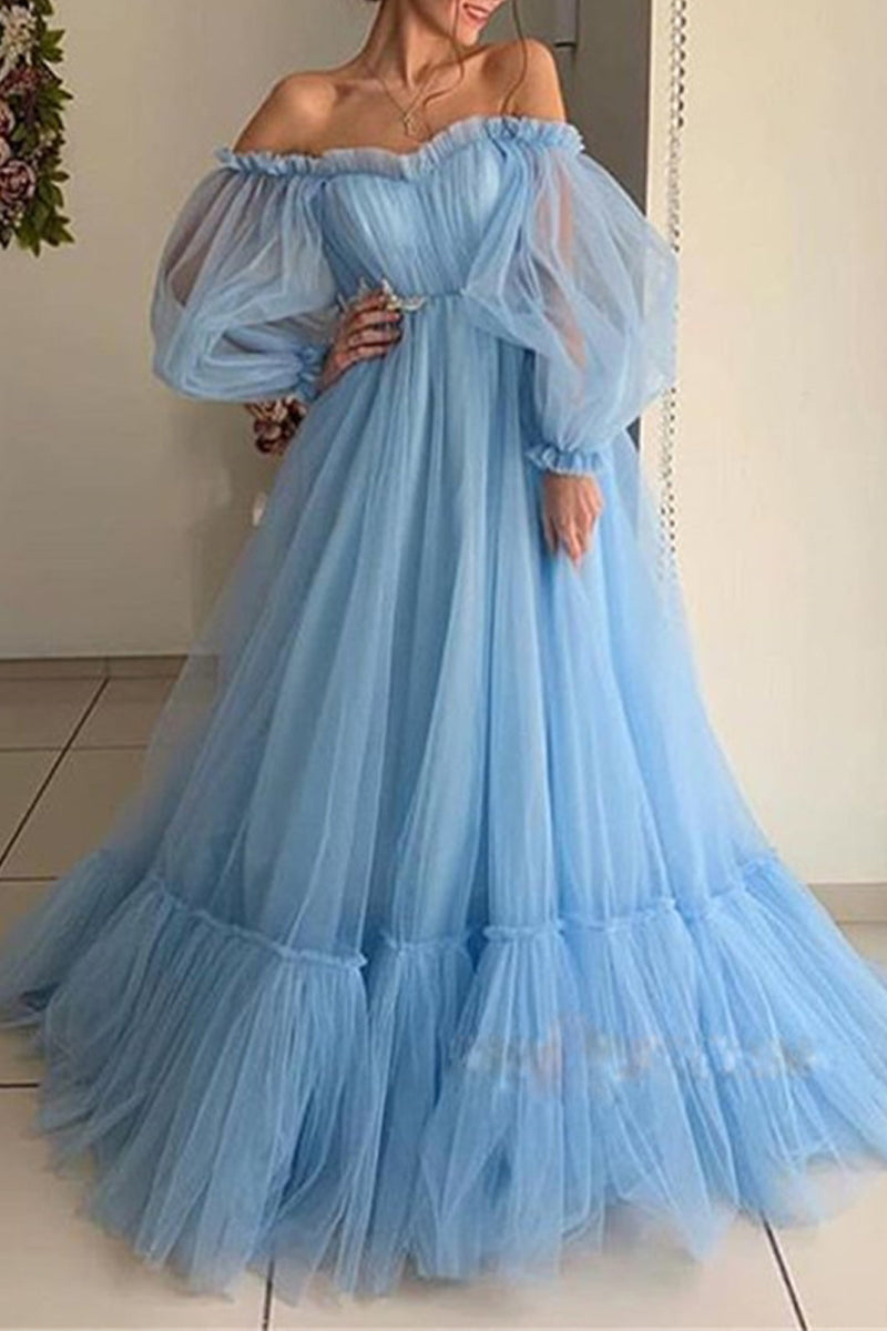Elegant Formal Solid Patchwork Off the Shoulder Evening Dress Dresses(3 Colors) - View 2 | VelvetHem
