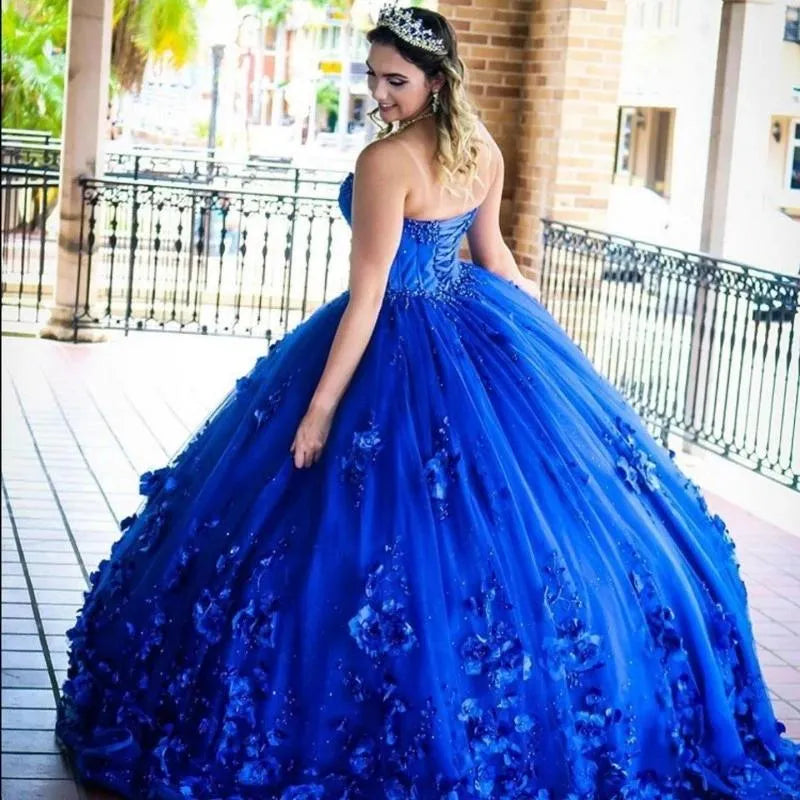 Royal Blue Quinceanera Dress Ball Gown With Appliques Sweet 16 Dress - View 6 | FashionDia