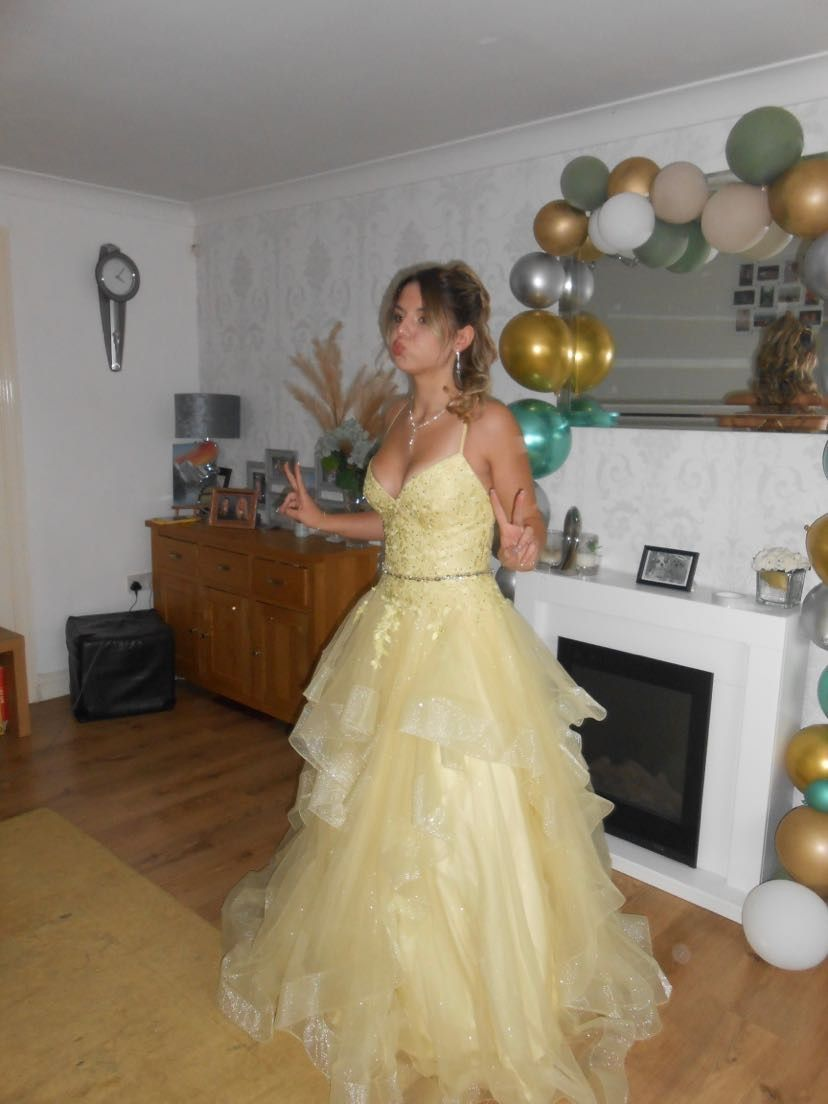 A-Line Yellow Tulle Long Prom Dress Formal Party Dress