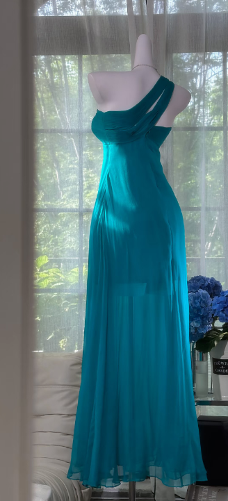 One-Shoulder Chiffon Long Prom Dress Simple Bridesmaid Dresses