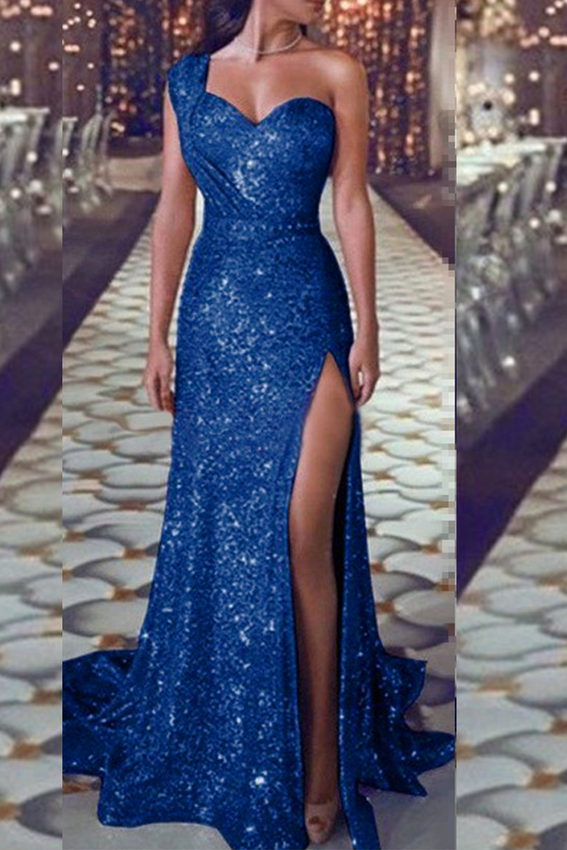 Sexy Bronzing Patchwork V Neck Evening Dress Dresses(6 Colors) - View 4 | VelvetHem