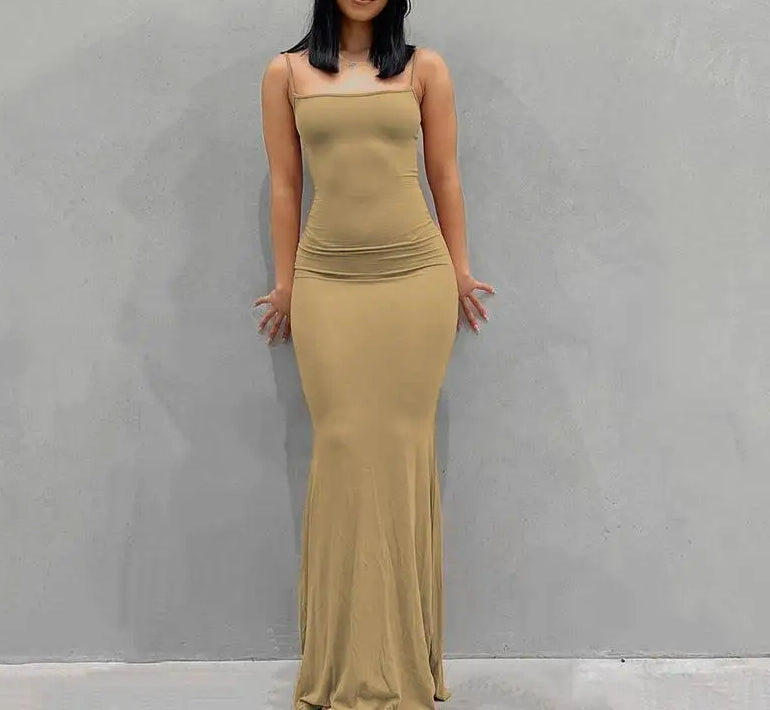 Satin Slip Backless Maxi Dress - View 4 | VelvetHem