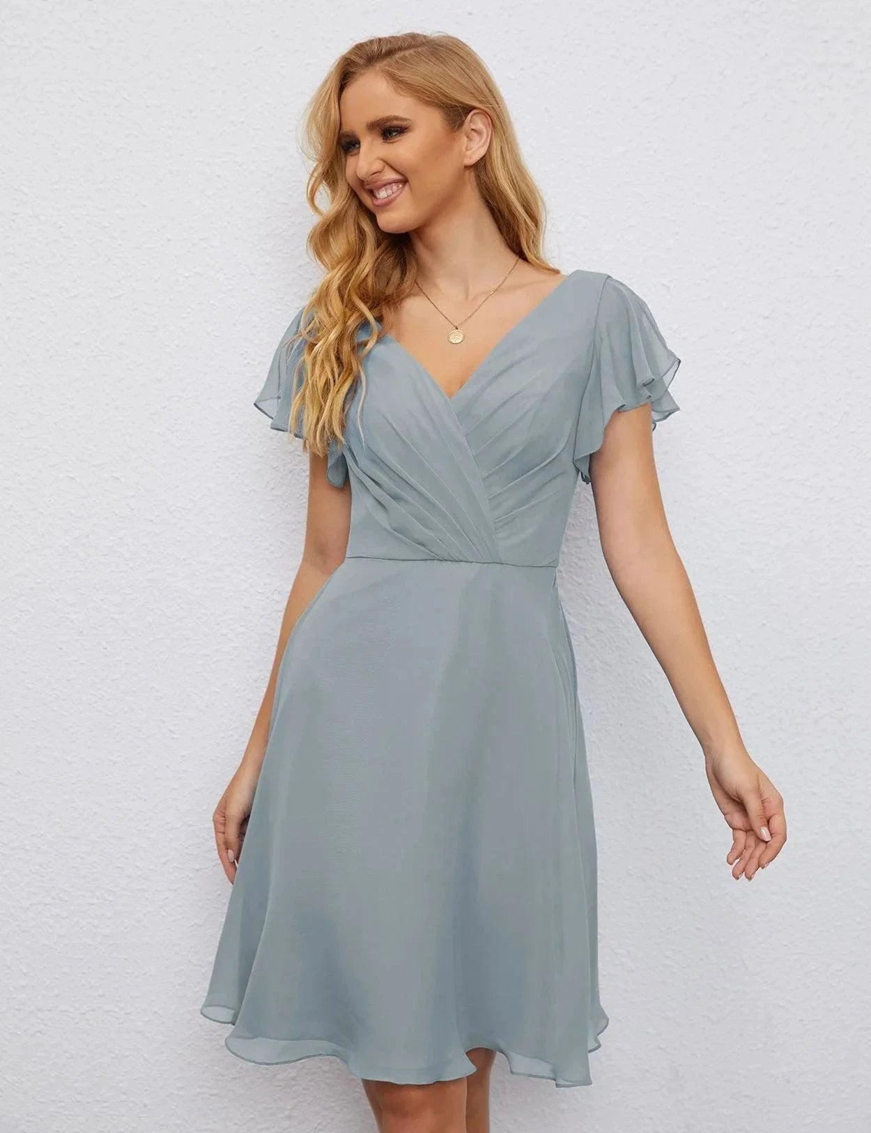 ZapDress U Back Homecoming Dress Formal Prom Dress Knee Length Short Sleeves Cocktail Party Dress 28077 (ZD16953)