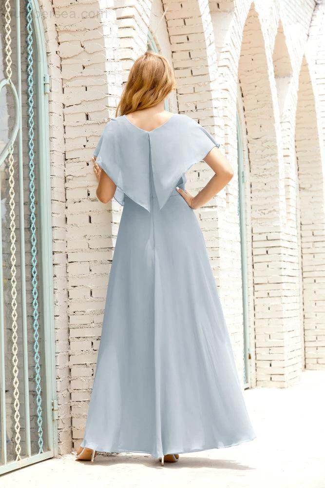Zapdress Mother of The Bride Dresses Plus Size V-Neck Floor Length Formal Prom Dress for Wedding Guest 28020 (ZD17058)