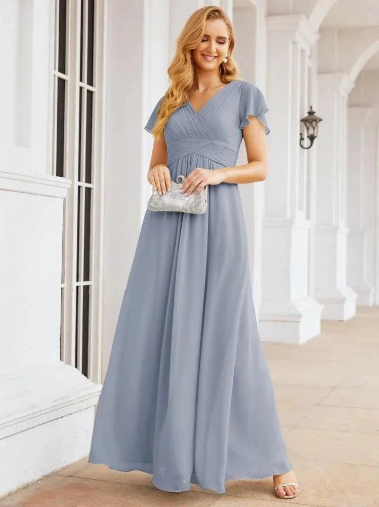 Numbersea Formal Prom Gowns for Mother of The Bride Cap Sleeves Bridesmaid Dress 28047 by numbersea