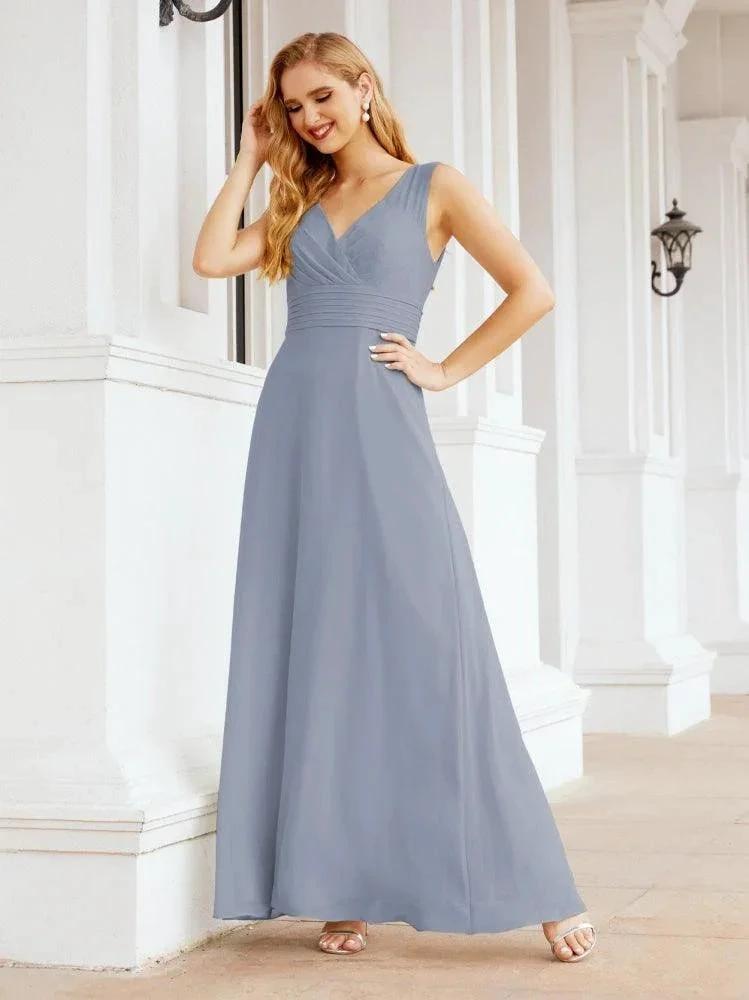 Formal Prom Gown Elegant V-Neck Sleeveless Bridesmaid Dresses for Wedding Party 28037 by numbersea