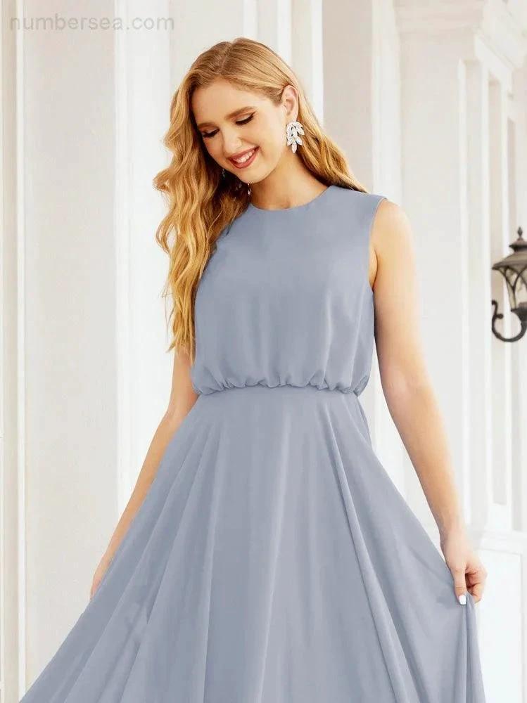 ZapDress Sleeveless Long Bridesmaid Dress A line Formal Evening Prom Gown 28025 (ZD17053)