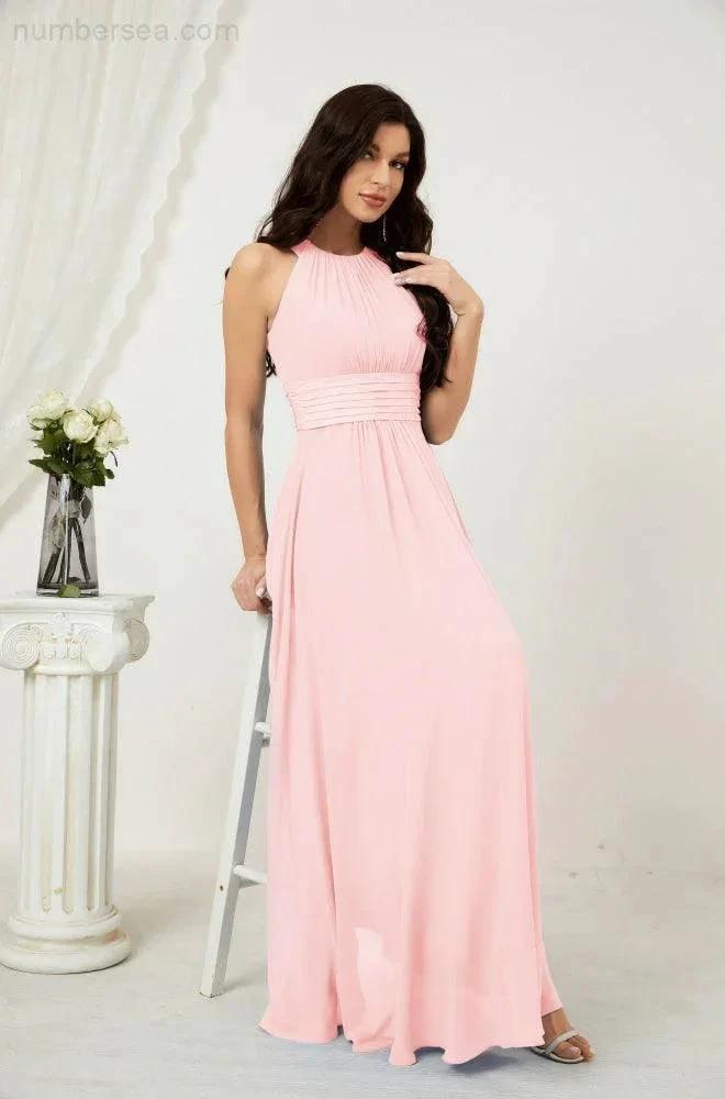 ZapDress Formal Party Gown Dress Chiffon Halter Long Sleeveless Bridesmaid Dresses 2802 (ZD16960)