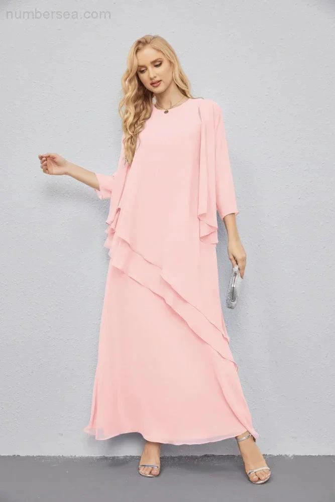 Mother of Bride Dresses with Open Front Lightweight Cardigan Formal Prom Gown 28081 (ZD16990)