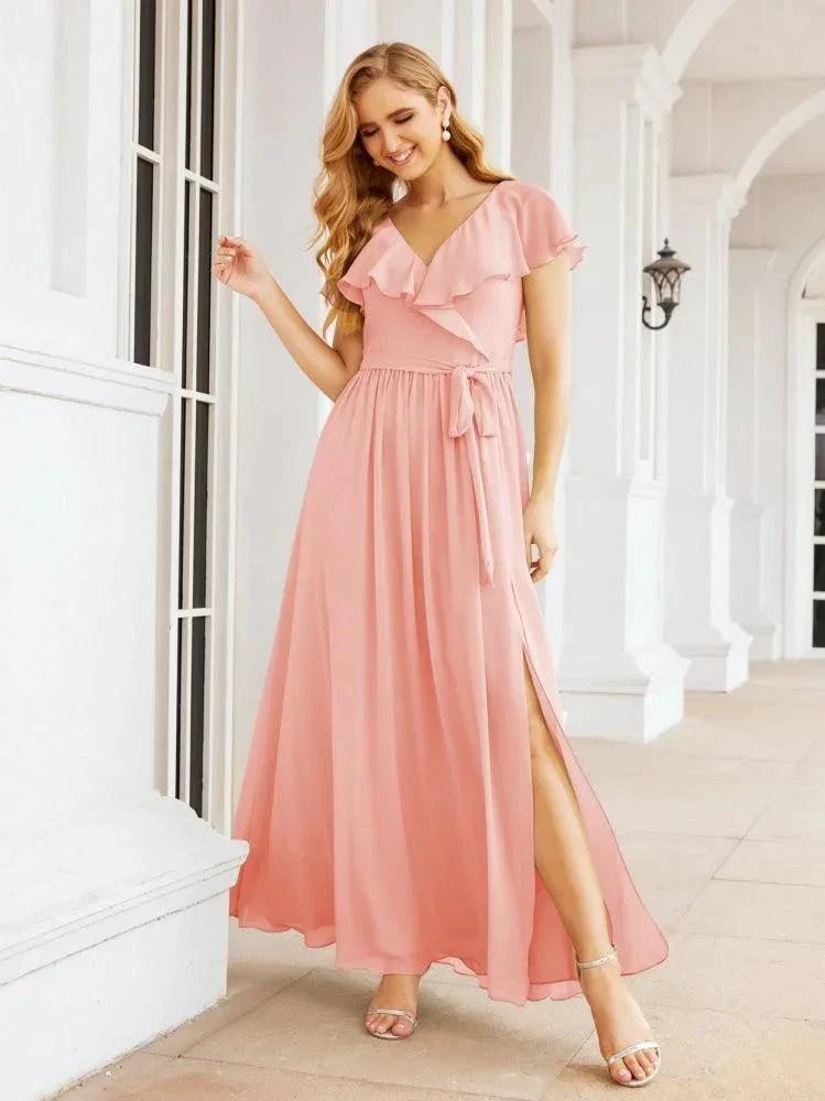 Bridesmaid Dresses with Flutter Sleeves Formal Evening Party Prom Gowns 28044 by numbersea