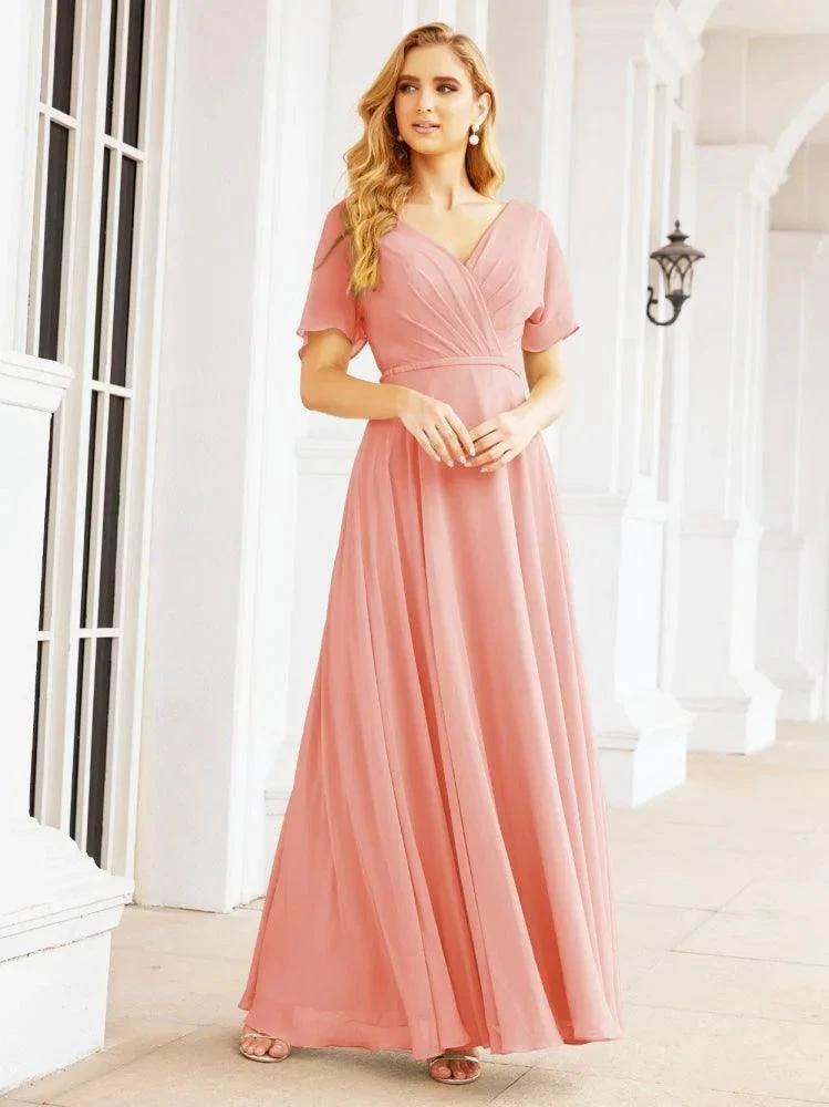 Numbersea Formal Prom Gowns for Mother of The Bride Short Sleeves Bridesmaid Dress 28049 by numbersea