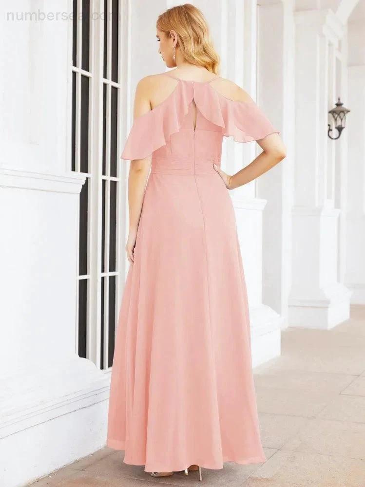 ZapDress Cold Shoulder Long Bridesmaid Dresses Side Slit Formal Prom Gowns Party Wedding 28070 (ZD16993)