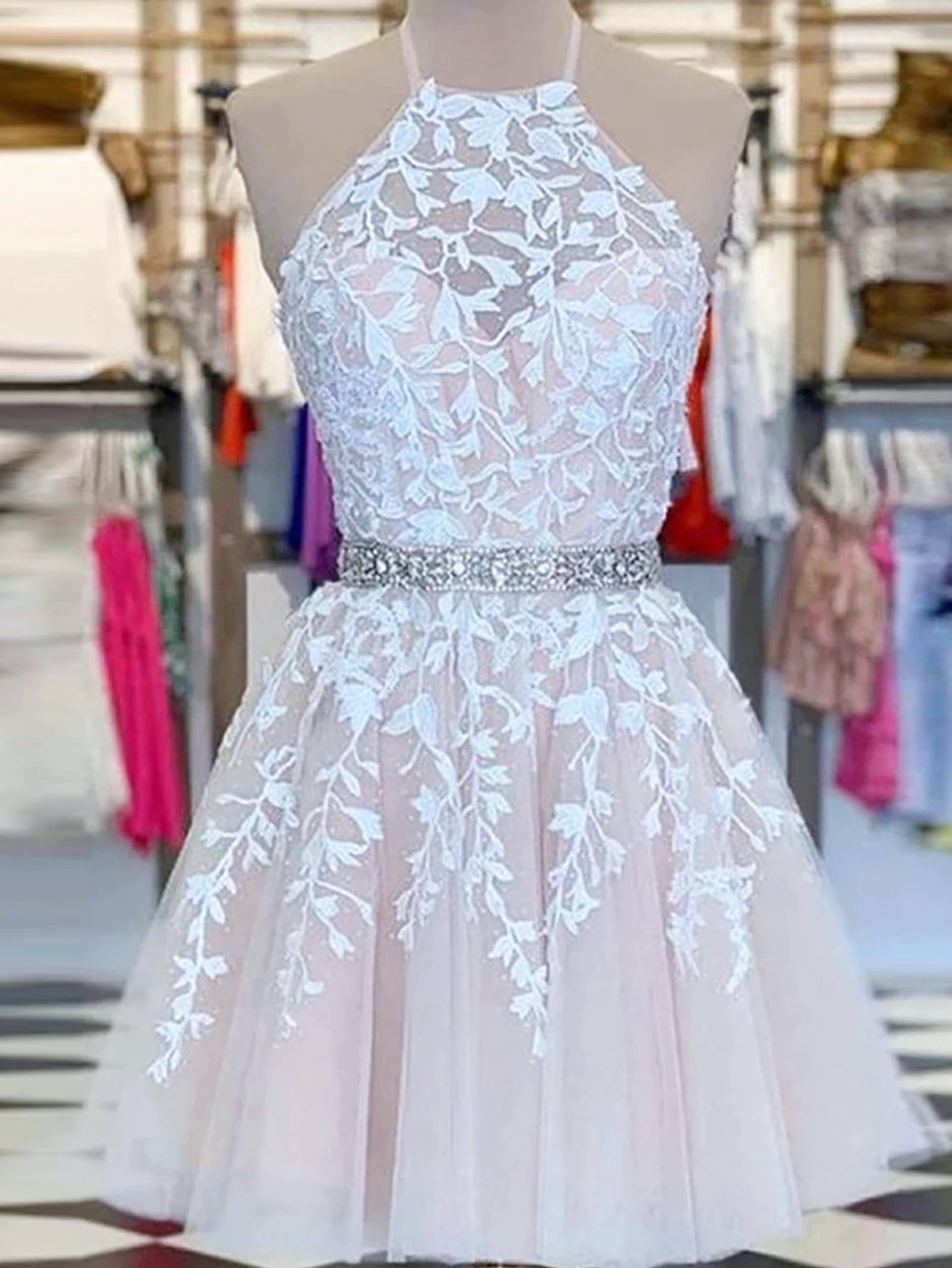 A-Line Yellow Short Party Homecoming Dress With Appliques - Fashionpara