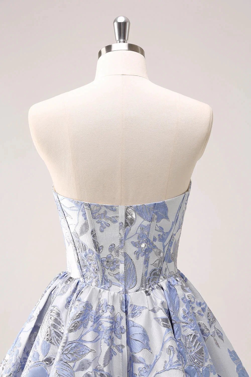 Cute Blue A Line Sweetheart Print Corset Short Homecoming Dress with Ruffles (ZD11478)