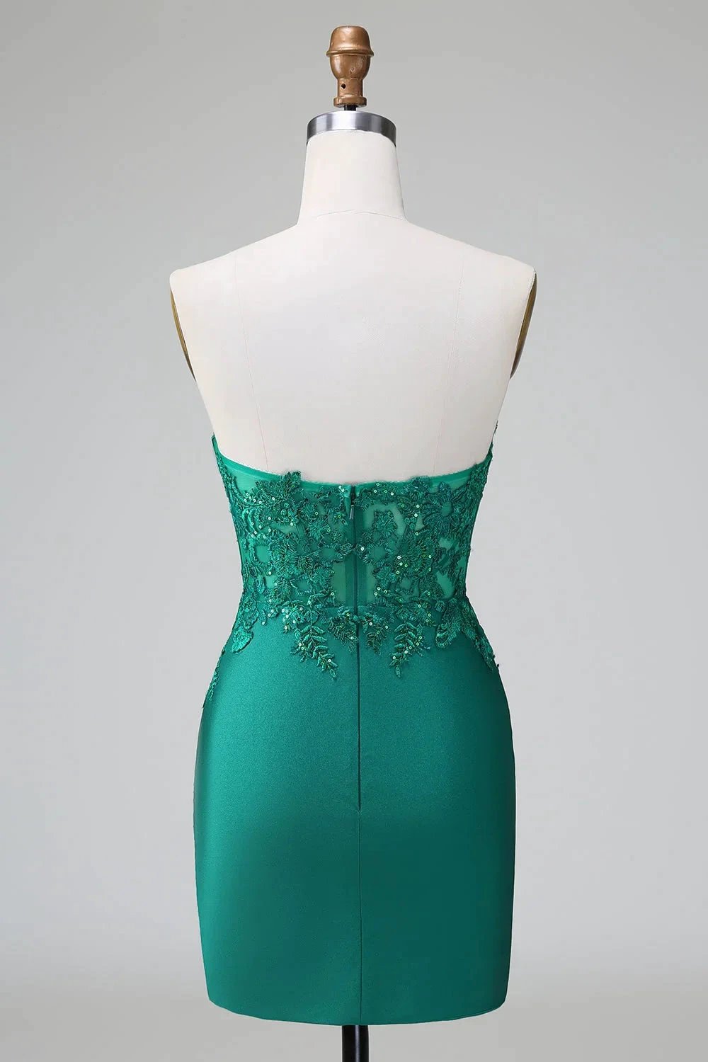 Classy Dark Green Bodycon Strapless Pleated Short Homecoming Dress with Beading (ZD11497)