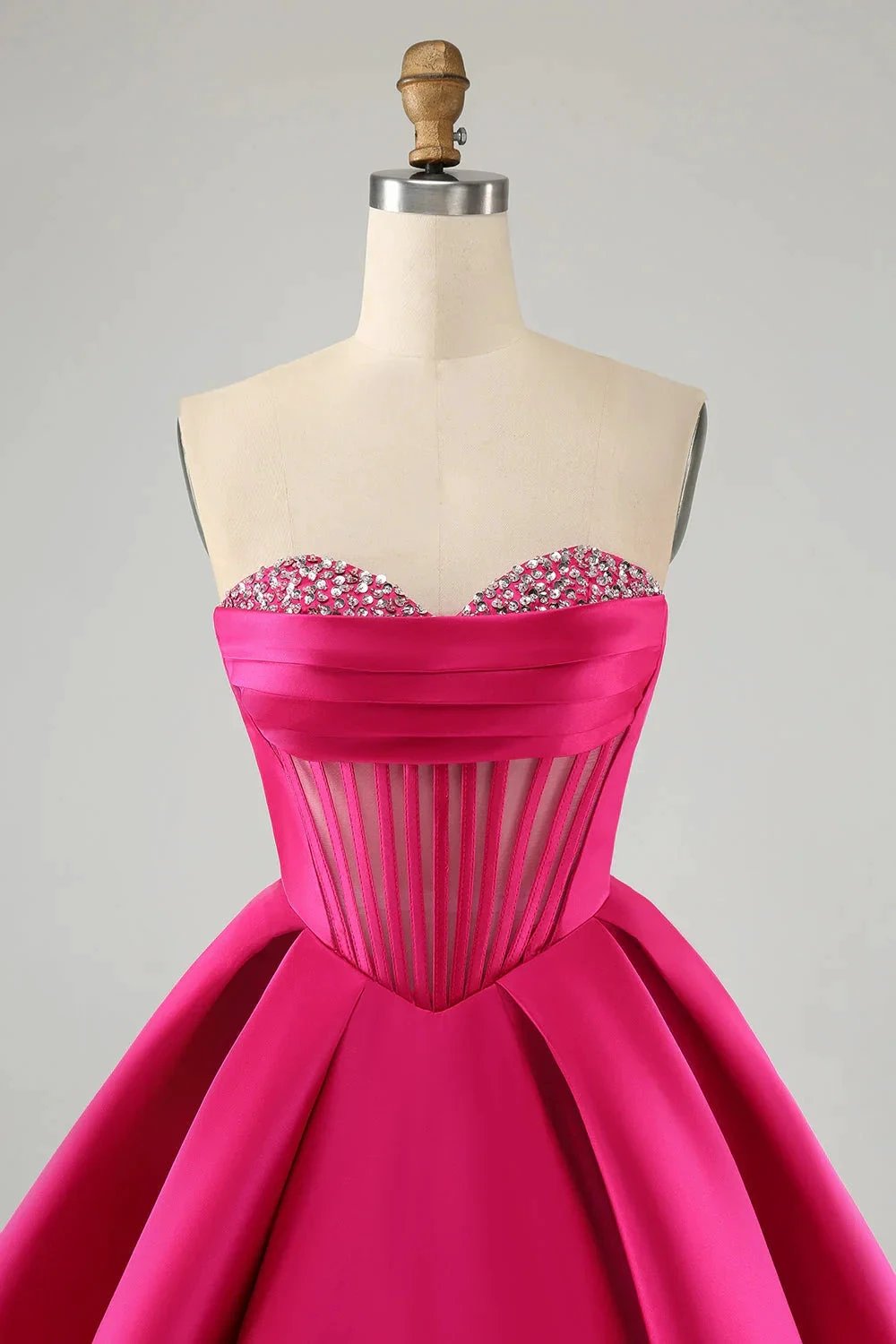 Cute Fuchsia A Line Sweetheart Corset Short Homecoming Dress with Beading (ZD11466)
