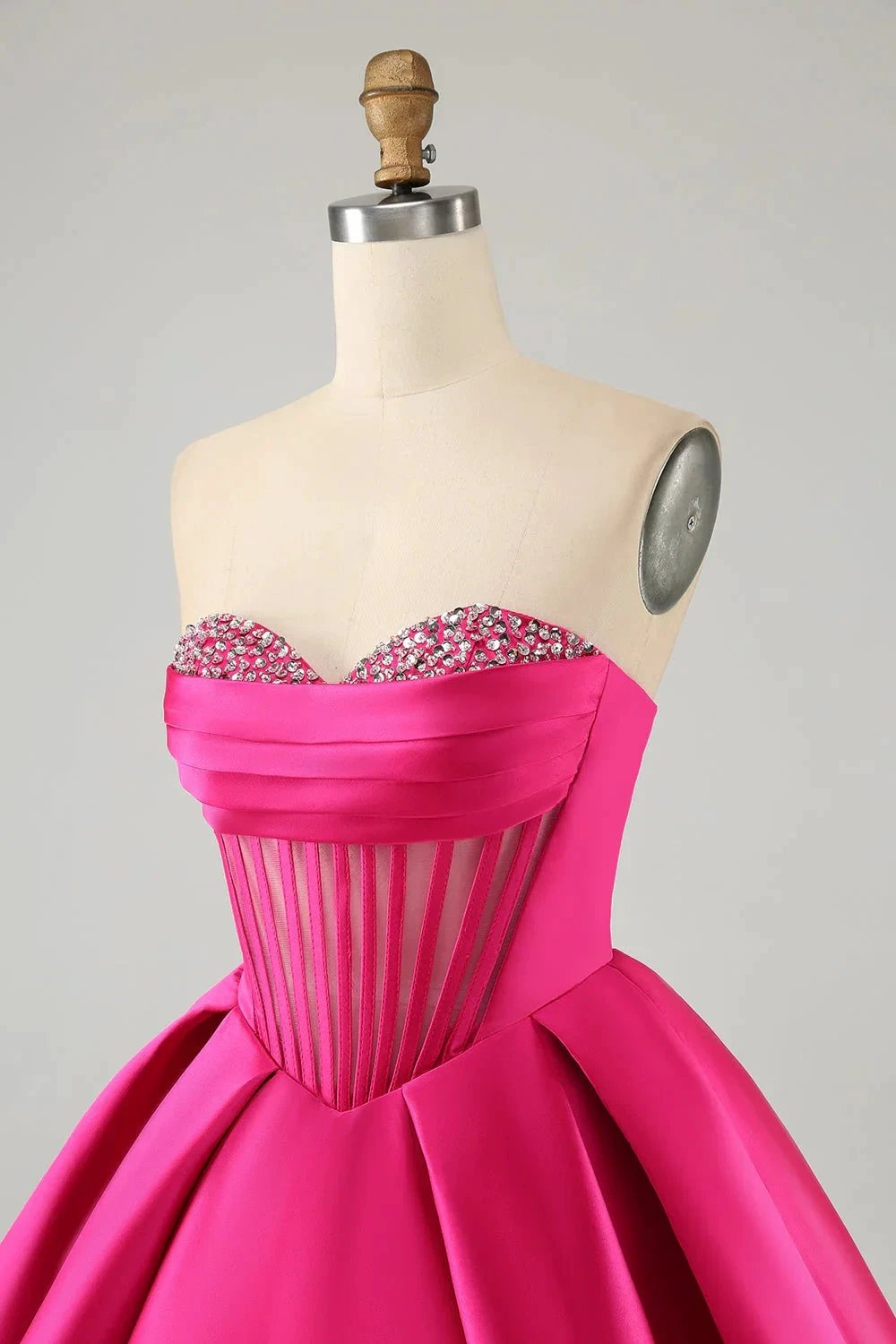 Cute Fuchsia A Line Sweetheart Corset Short Homecoming Dress with Beading (ZD11466)