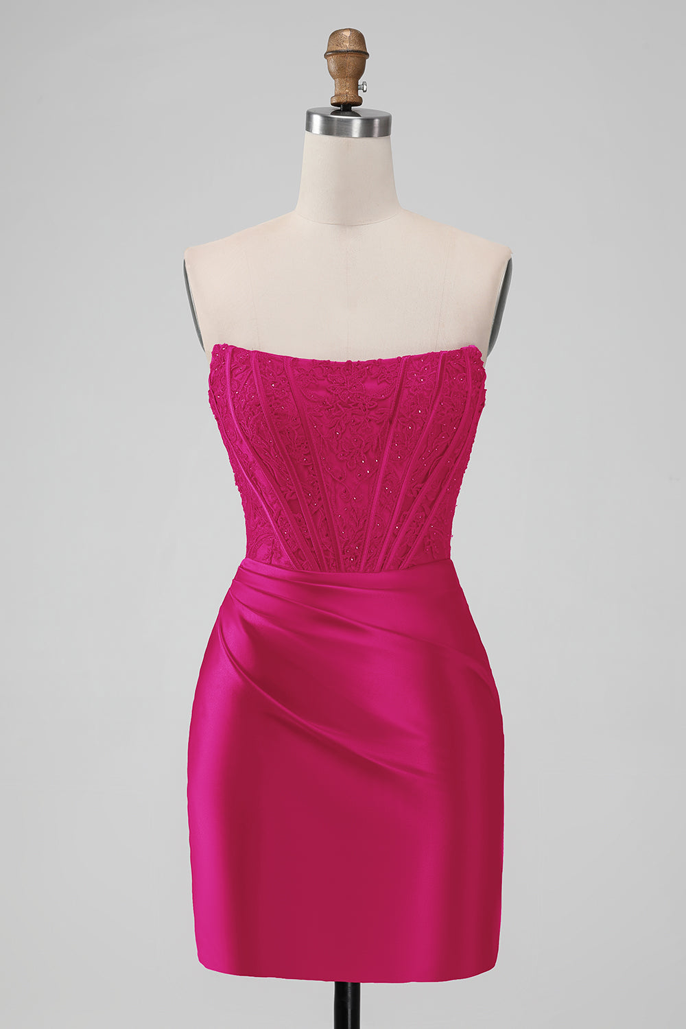 Sparky Red Bodycon Strapless Short Homecoing Dress with Beading