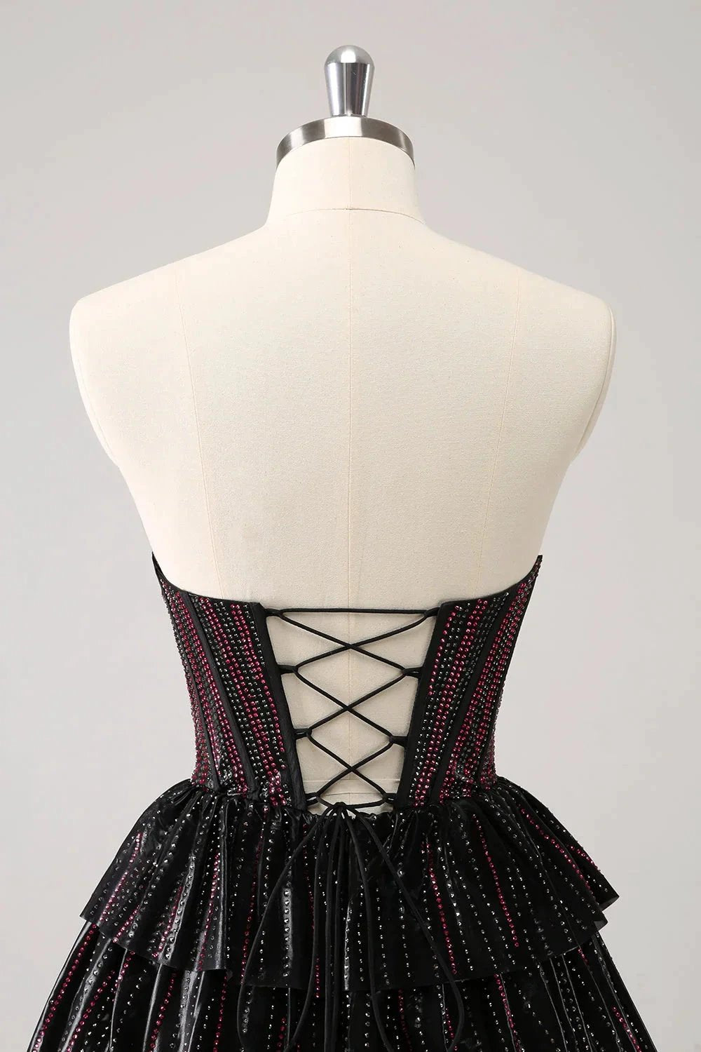 Cute Black Pink A Line Sweetheart Corset Short Homecoming Dress with Beading (ZD11483)