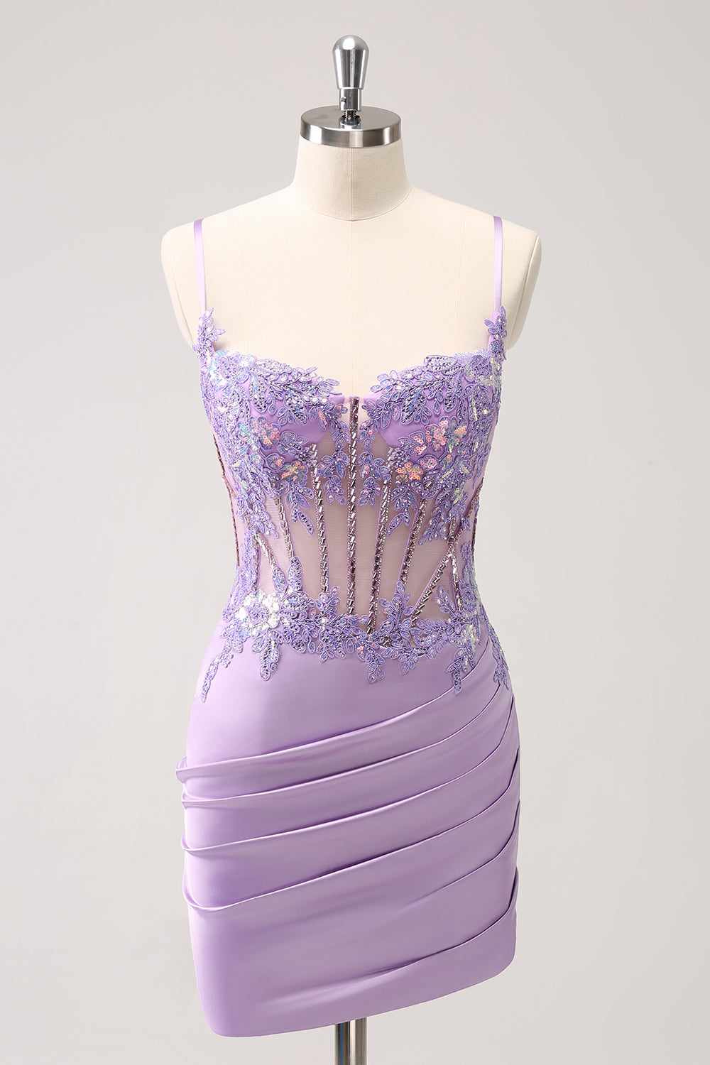 Purple Sparkly Corset Tight Short Homecoming Dress