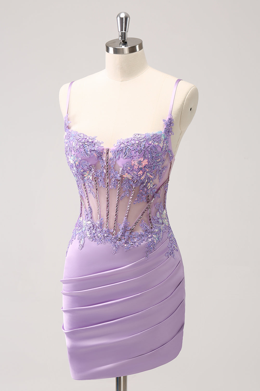 Purple Sparkly Corset Tight Short Homecoming Dress