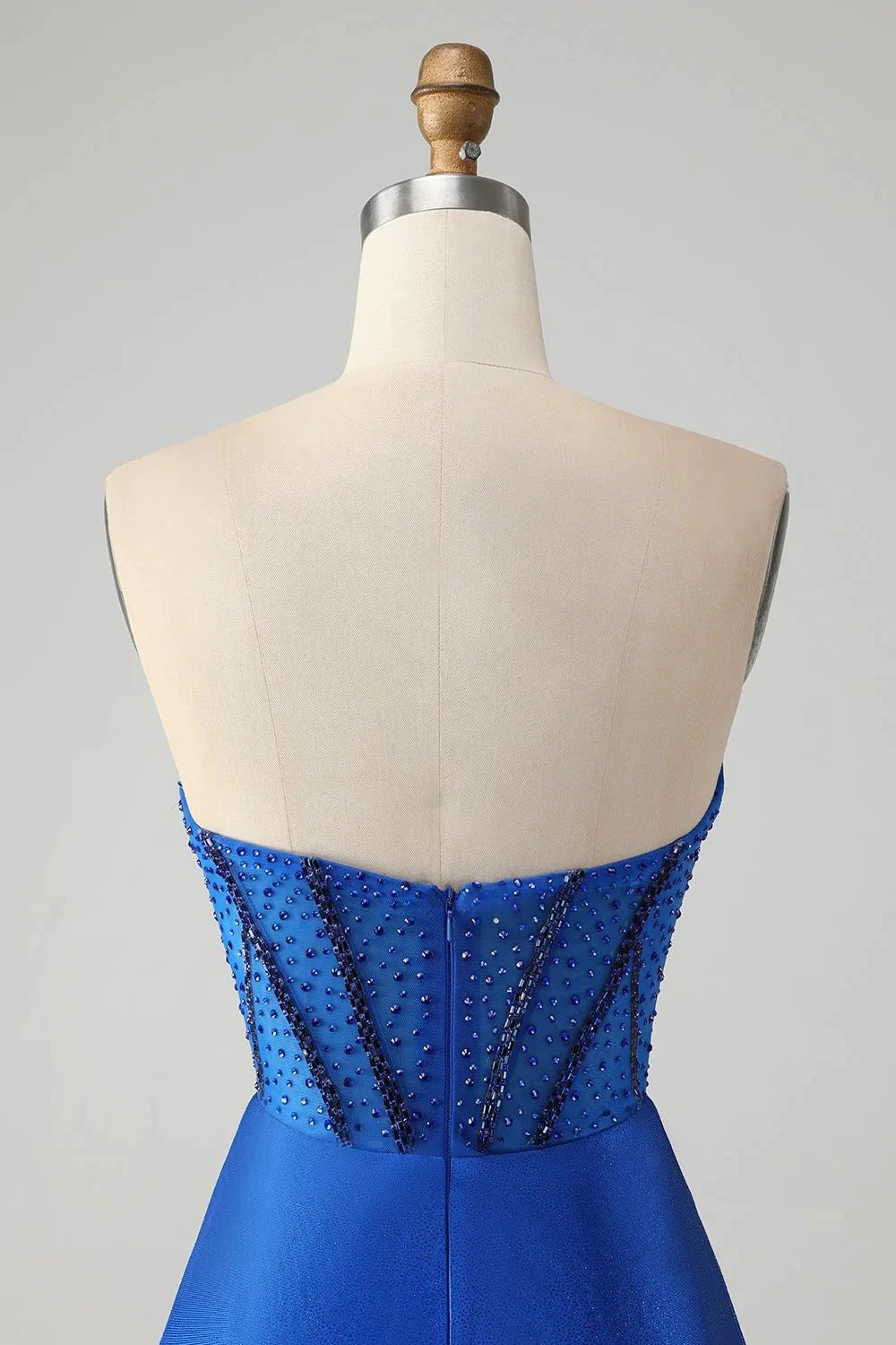 Classy Sparkly Royal Blue Tight Strapless Short Homecoming Dress with Beading (ZD11494)