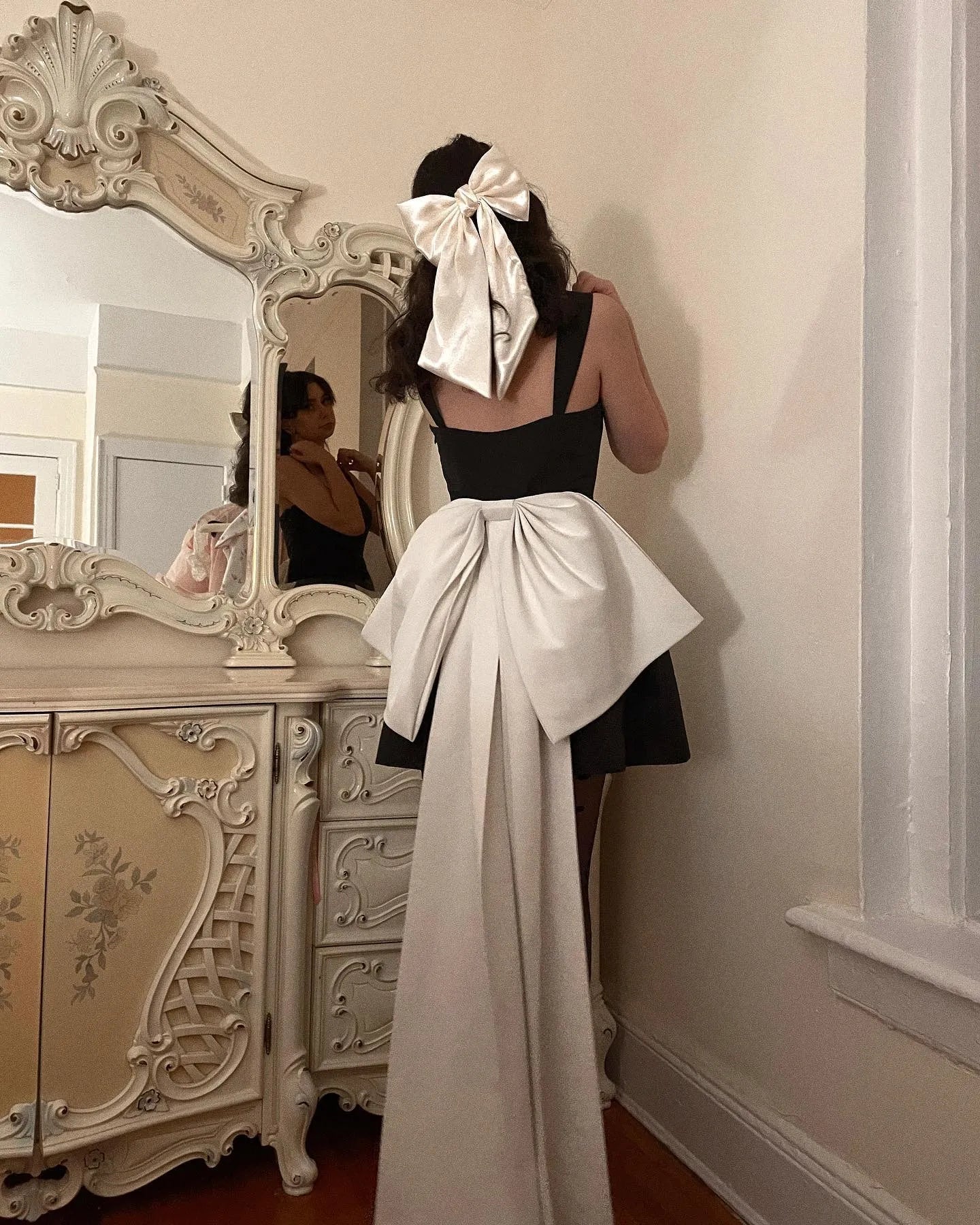 Fashion Black A-Line Prom Dress Strapless Spaghetti Strap White Bow Above Knee Evening Dress robes de soirée