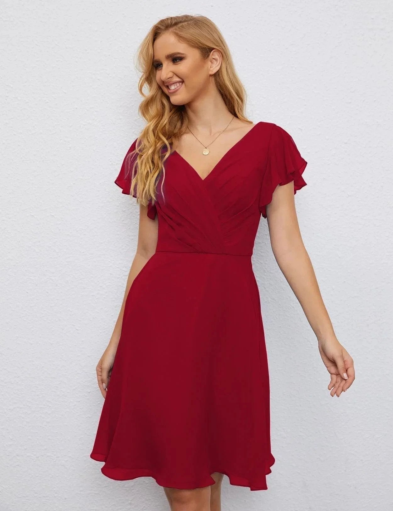 ZapDress U Back Homecoming Dress Formal Prom Dress Knee Length Short Sleeves Cocktail Party Dress 28077 (ZD16953)