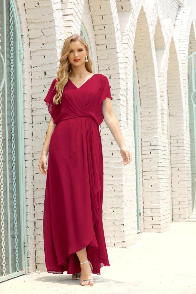 Numbersea Mother of The Bride Dresses Plus Size V-Neck Floor Length Formal Prom Dress for Wedding Guest 28020 by numbersea