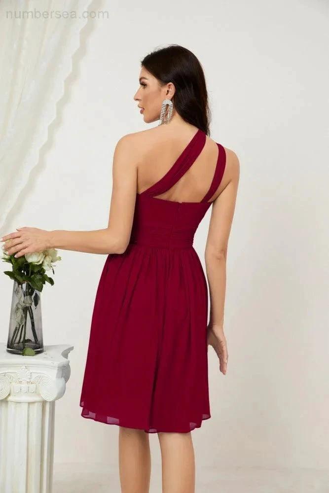 ZapDress Women Chiffon Short One Shoulder Bridesmaid Dress Formal Dresses for Party Homecoming 2804 (ZD16948)