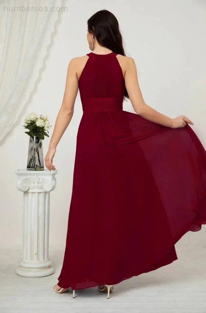 ZapDress Formal Party Gown Dress Chiffon Halter Long Sleeveless Bridesmaid Dresses 2802 (ZD16960)