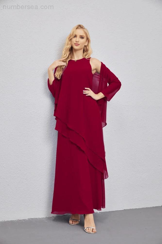Mother of Bride Dresses with Open Front Lightweight Cardigan Formal Prom Gown 28081 (ZD16990)