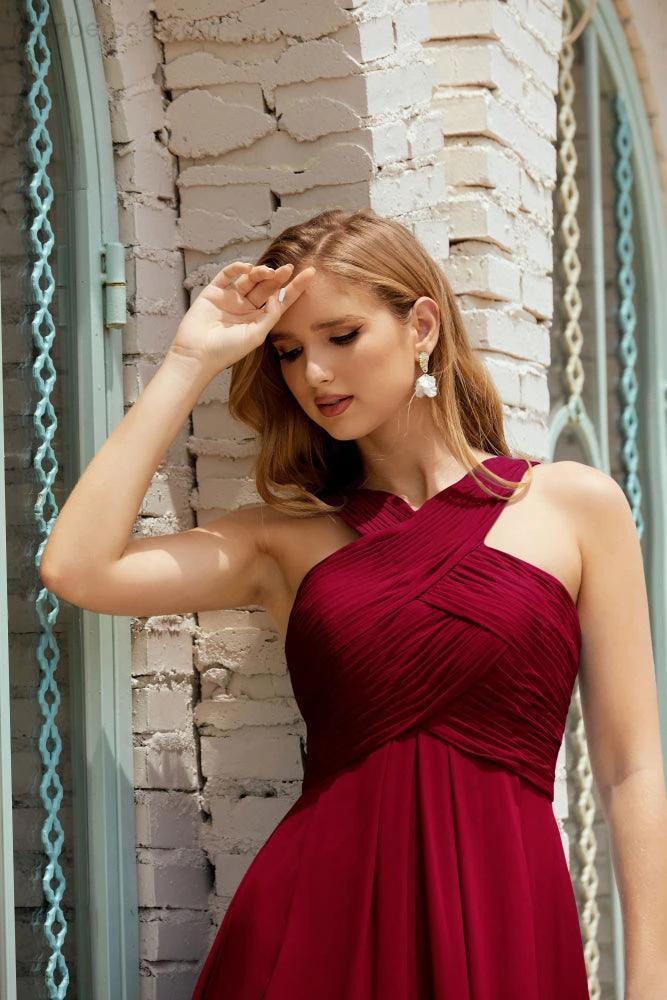 Halter Bridesmaid Dresses Formal Cocktail Prom Gown 28015 (ZD16956)