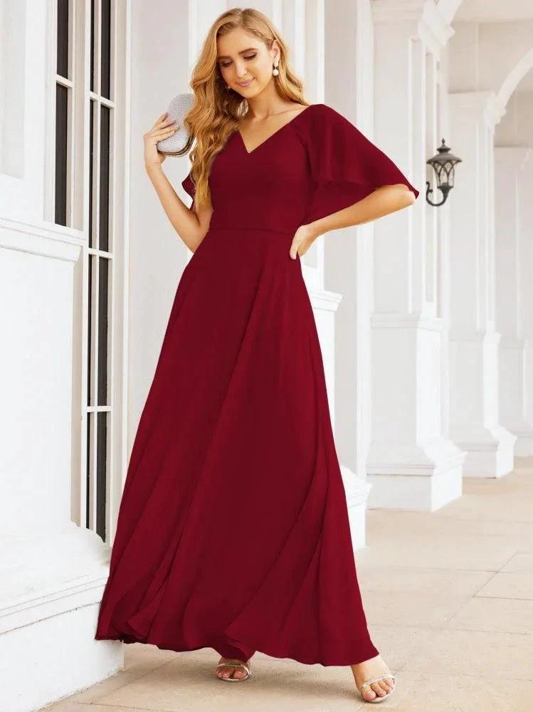 Numbersea Bridesmaid Dresses for Wedding Formal Evening Party Prom Gown with Cape 28050 by numbersea