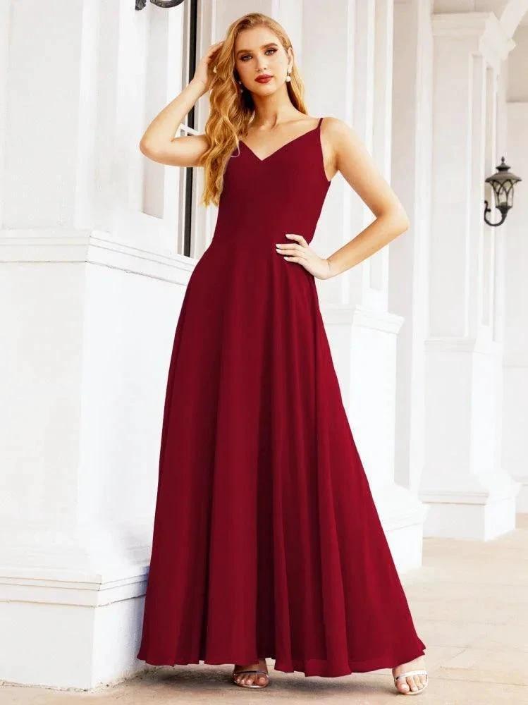 Numbersea Spaghetti Strap Bridesmaid Dresses V Neck Butterfly Back Fromal Evening Party Prom Gown 28036 by numbersea