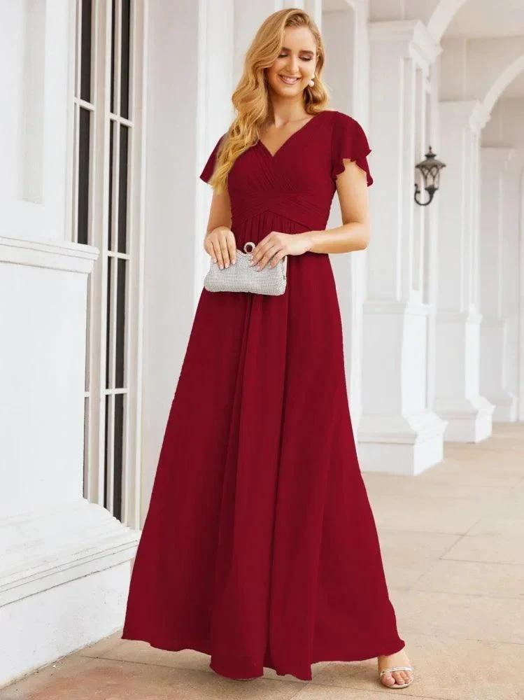 Numbersea Formal Prom Gowns for Mother of The Bride Cap Sleeves Bridesmaid Dress 28047 by numbersea