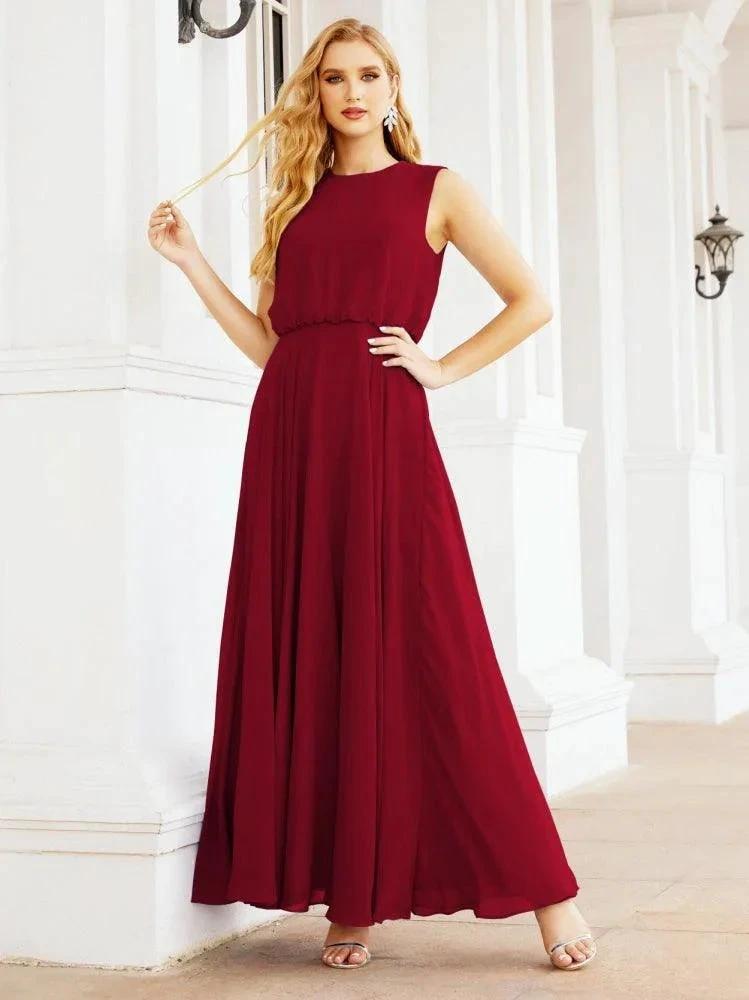 Numbersea Sleeveless Long Bridesmaid Dress A line Formal Evening Prom Gown 28025 by numbersea