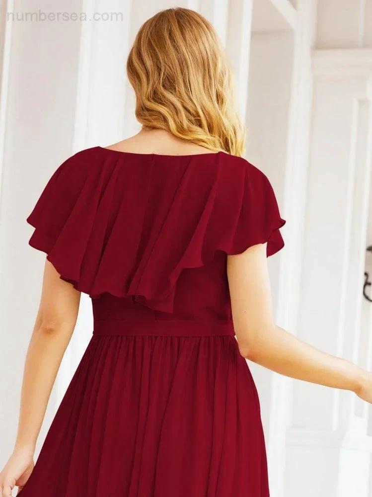 Bridesmaid Dresses with Flutter Sleeves Formal Evening Party Prom Gowns 28044 (ZD17033)