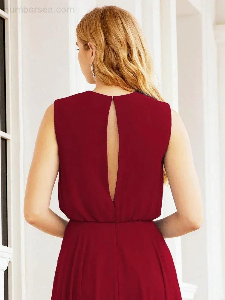 ZapDress Sleeveless Long Bridesmaid Dress A line Formal Evening Prom Gown 28025 (ZD17053)