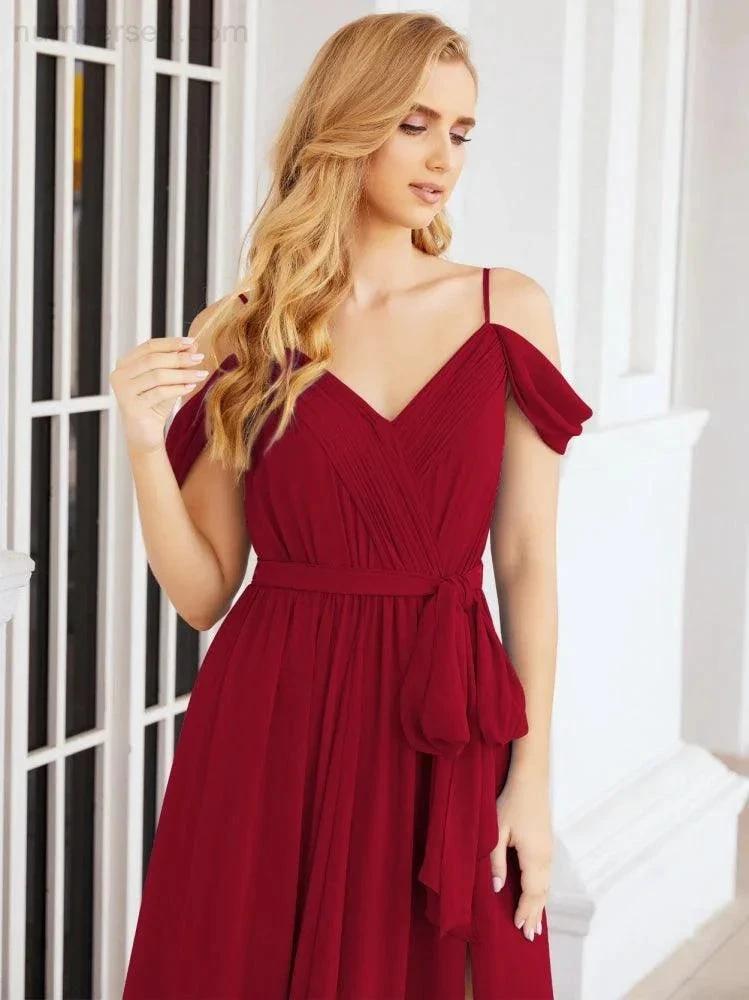 ZapDress Off The Shoulder Chiffon Bridesmaid Dress Long Formal Graduation Gown with Cowl Back 28069 (ZD17004)