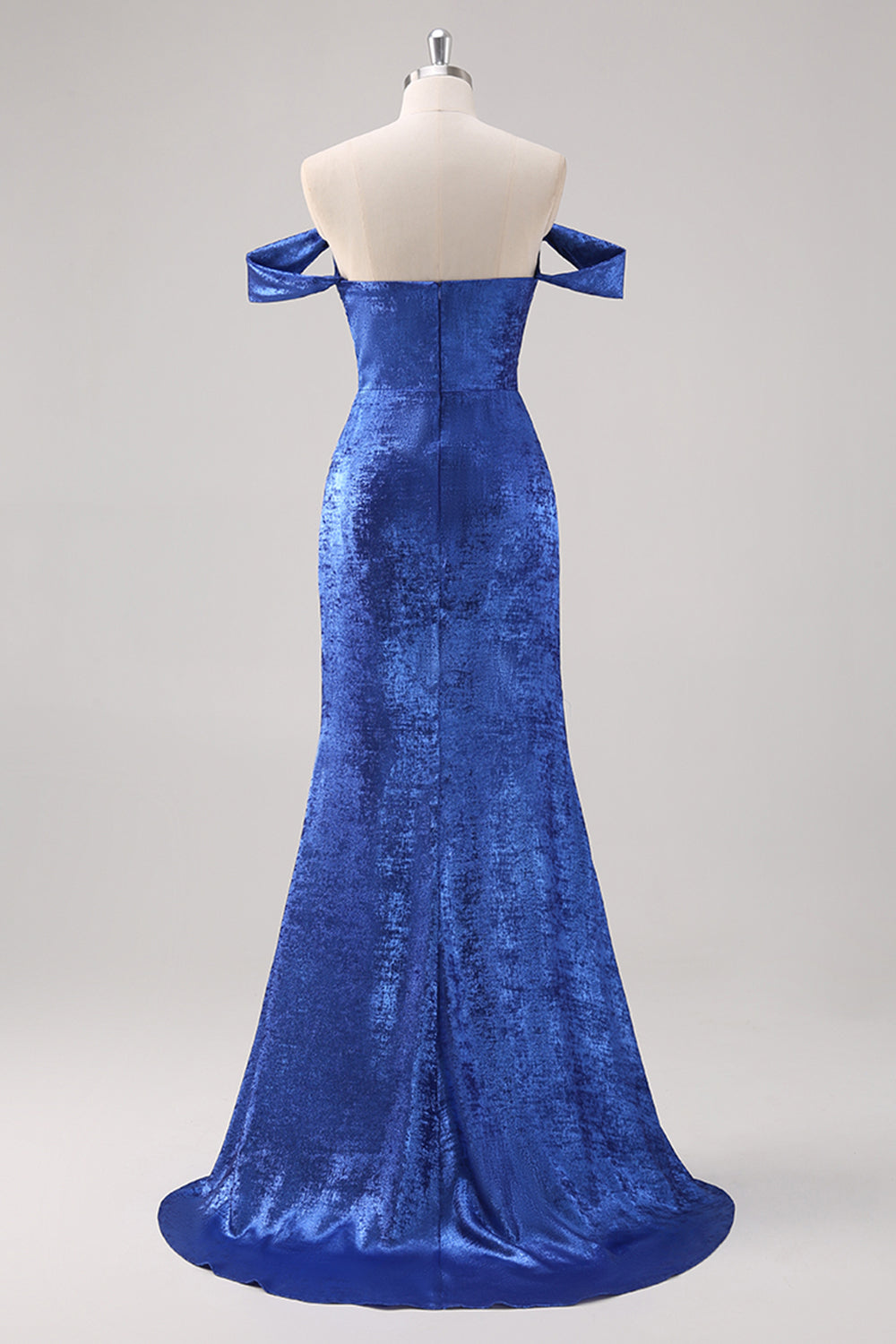 Royal Blue Off The Shoulder Sheath Formal Dress with Detachable Sleeves