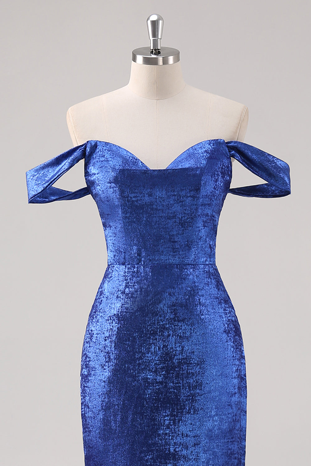 Royal Blue Off The Shoulder Sheath Formal Dress with Detachable Sleeves